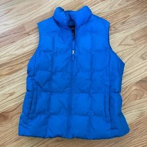 Lands End Down Puffer Vest Women’s L Quilted Teal Full Zip Insulated Fall Winter
